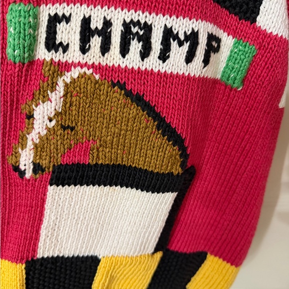 VINTAGE‎ BEREK hand knit horse equestrian button front cardigan sweater - Picture 4 of 11